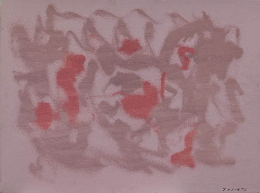 GIULIO TURCATO (1912-1995) Cangiante: GIULIO TURCATO (1912-1995) Cangiante 1971 olio e tecnica mista su tela cm 60x80 firmato in basso a destra firmato sul retro sul retro: etichetta e timbri della Galleria Il Salotto, Genova autentica de