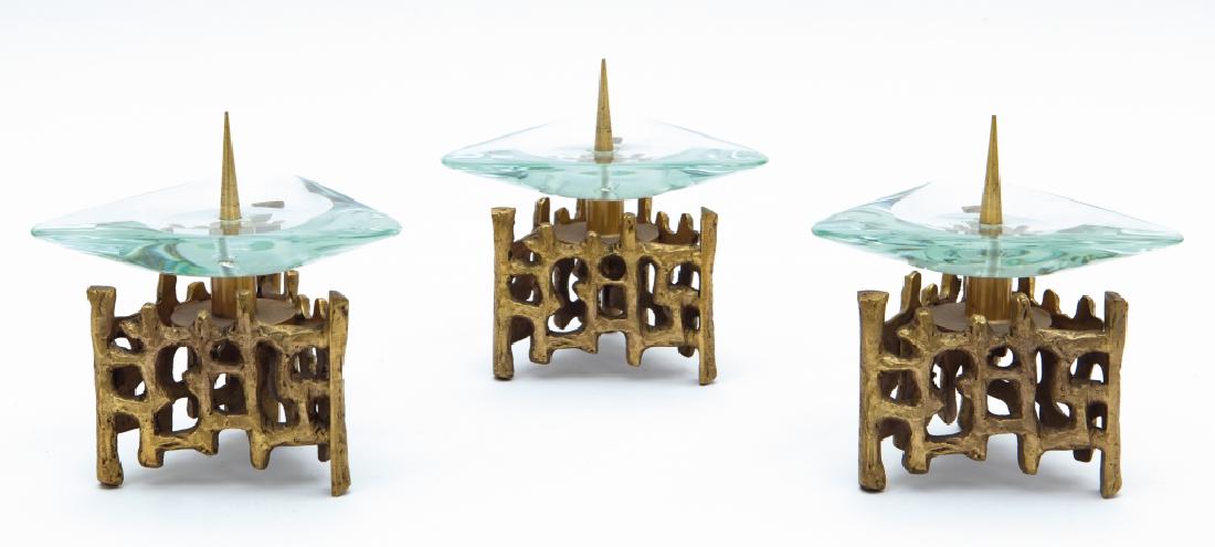 TRE CANDELIERI, anni '60.  Fusione di ottone, (1 of 1)