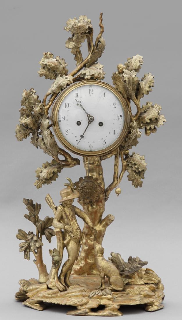 Orologio in legno intagliato e dorato con (1 of 1)