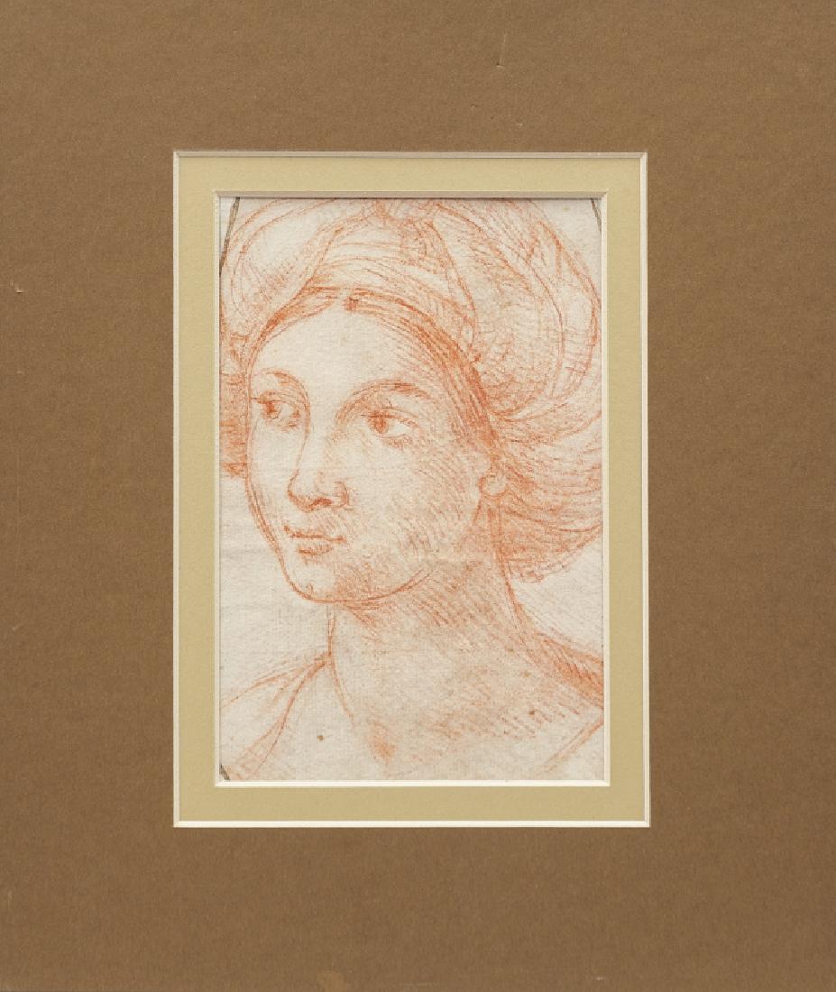ELISABETTA SIRANI (1638-1665) (attr.): ELISABETTA SIRANI (1638-1665) (attr.) "Donna con turbante", disegno a sanguigna cm. 10x16