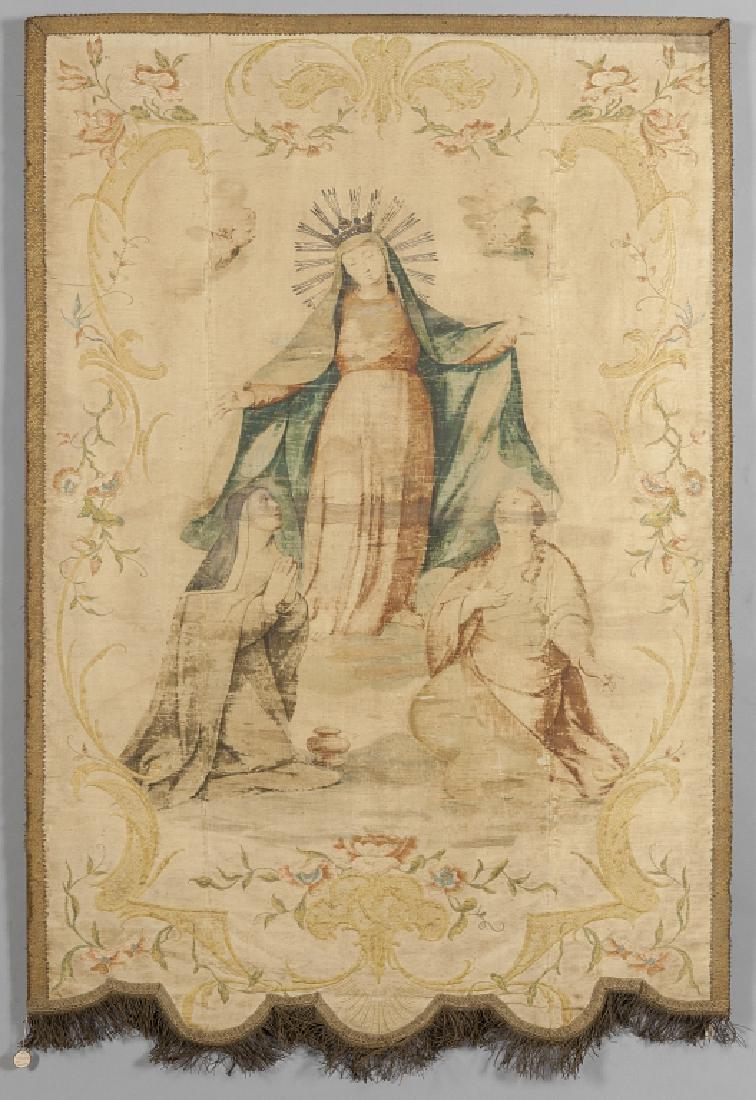 Stendardo in seta ricamata e dipinta raffigurante (1 of 1)