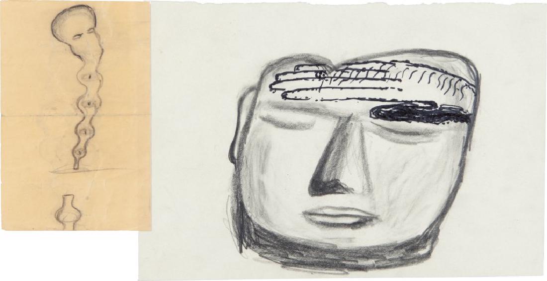 ENZO CUCCHI (1949-) Senza titolo: ENZO CUCCHI (1949-) Senza titolo 1995 matita e pennarello su carta cm 16x31 firmato, datato e dedicato sul retro provenienza: acquisito direttamente dall'artista disegno preparatorio per una serie di