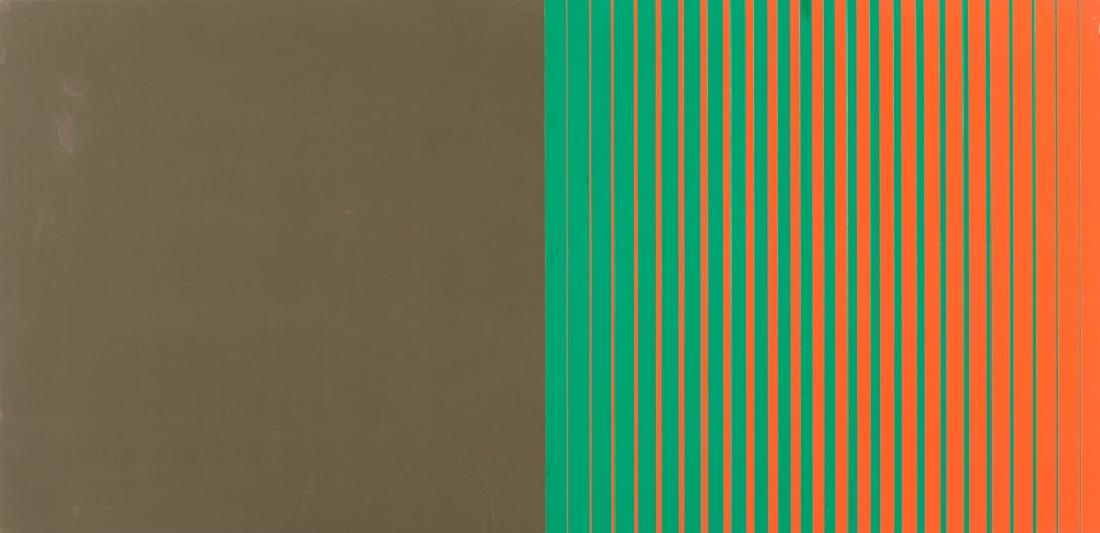 GETULIO ALVIANI (1939-2018) Rosso e verde =: GETULIO ALVIANI (1939-2018) Rosso e verde = rosso + verde 1964-86 idropittura su tavola cm 120x181,5 firmato, datato e titolato sul retro Rosso e verde = rosso + verde 1964-86 water-based paint 47,24x