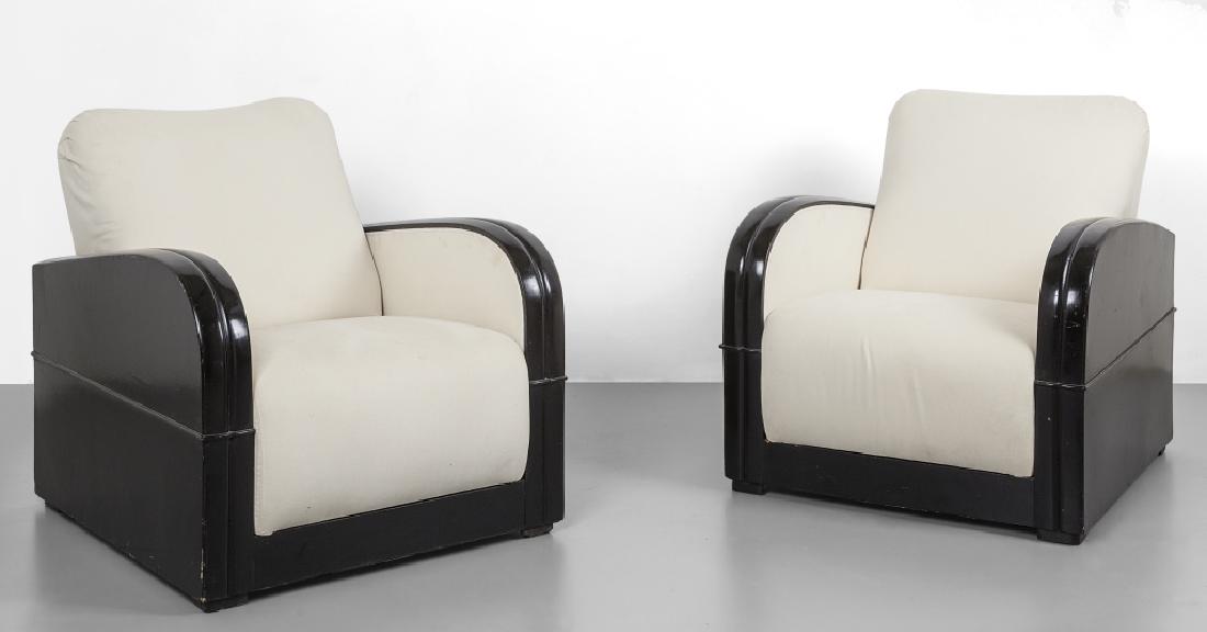 DUE POLTRONE, anni 30.  Legno laccato, (1 of 1)