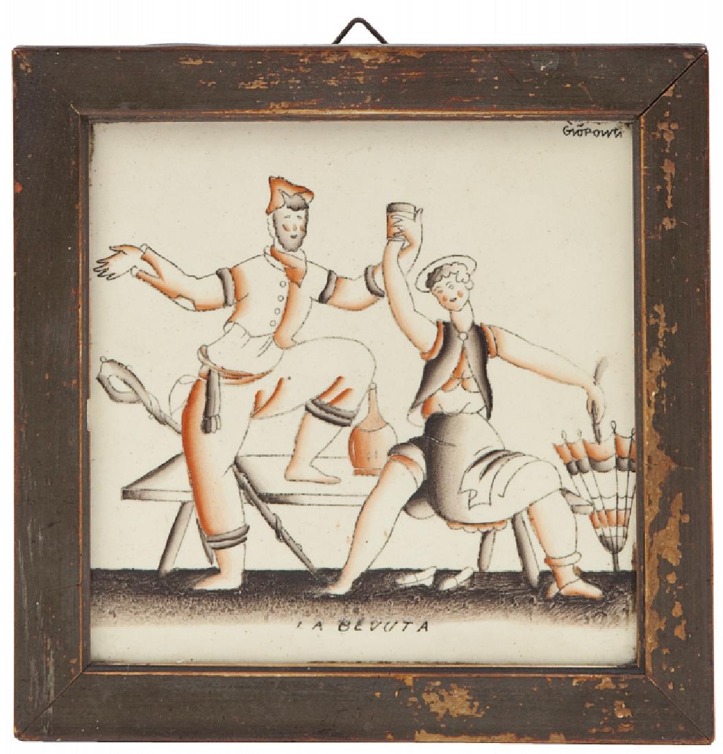 GIO PONTI  Una placca decorativa 'La bevuta' (1 of 2)