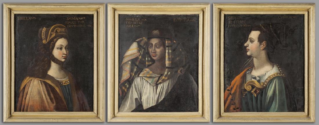 Scuola romana sec.XVII "Sibille" tre olii cm. (1 of 1)