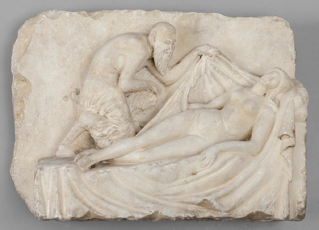 Pan e la Ninfa, altorilievo in marmo statuario, (1 of 1)