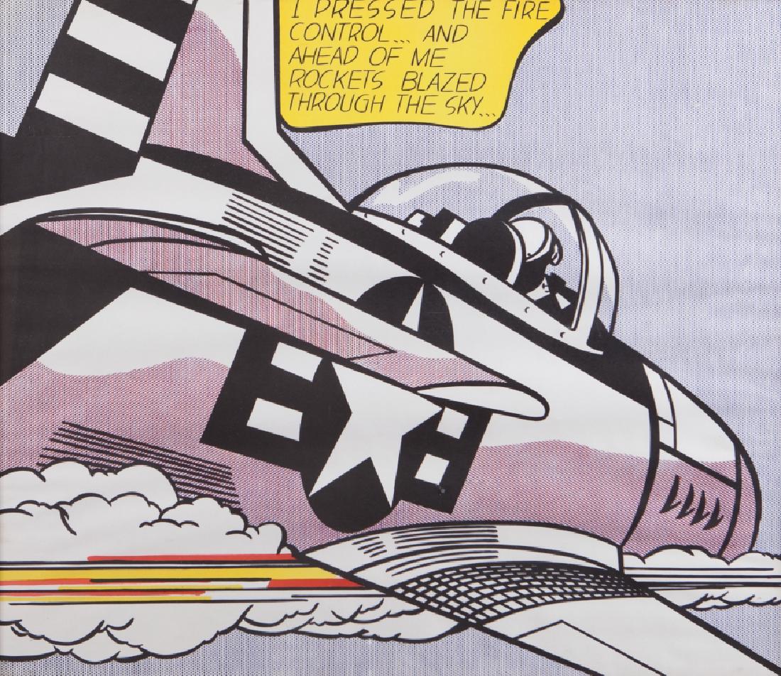ROY LICHTENSTEIN (1923-1997) Whaam! 1988/1967: ROY LICHTENSTEIN (1923-1997) Whaam! 1988/1967 (poster dyptich) litografia offset su carta Huntsman Superwhite Cartridge cm 63x74 (ciascuna) cm 63x148 (dimensioni totali) sul retro: etichetta della Gal