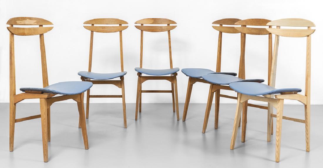 SEI SEDIE, anni '50.  Legno di frassino, (1 of 1)