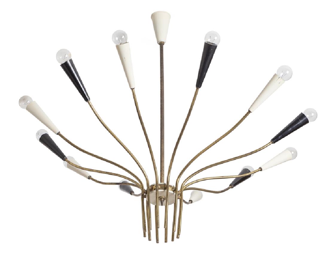 UN LAMPADARIO, anni '50.  Ottone, alluminio (1 of 1)