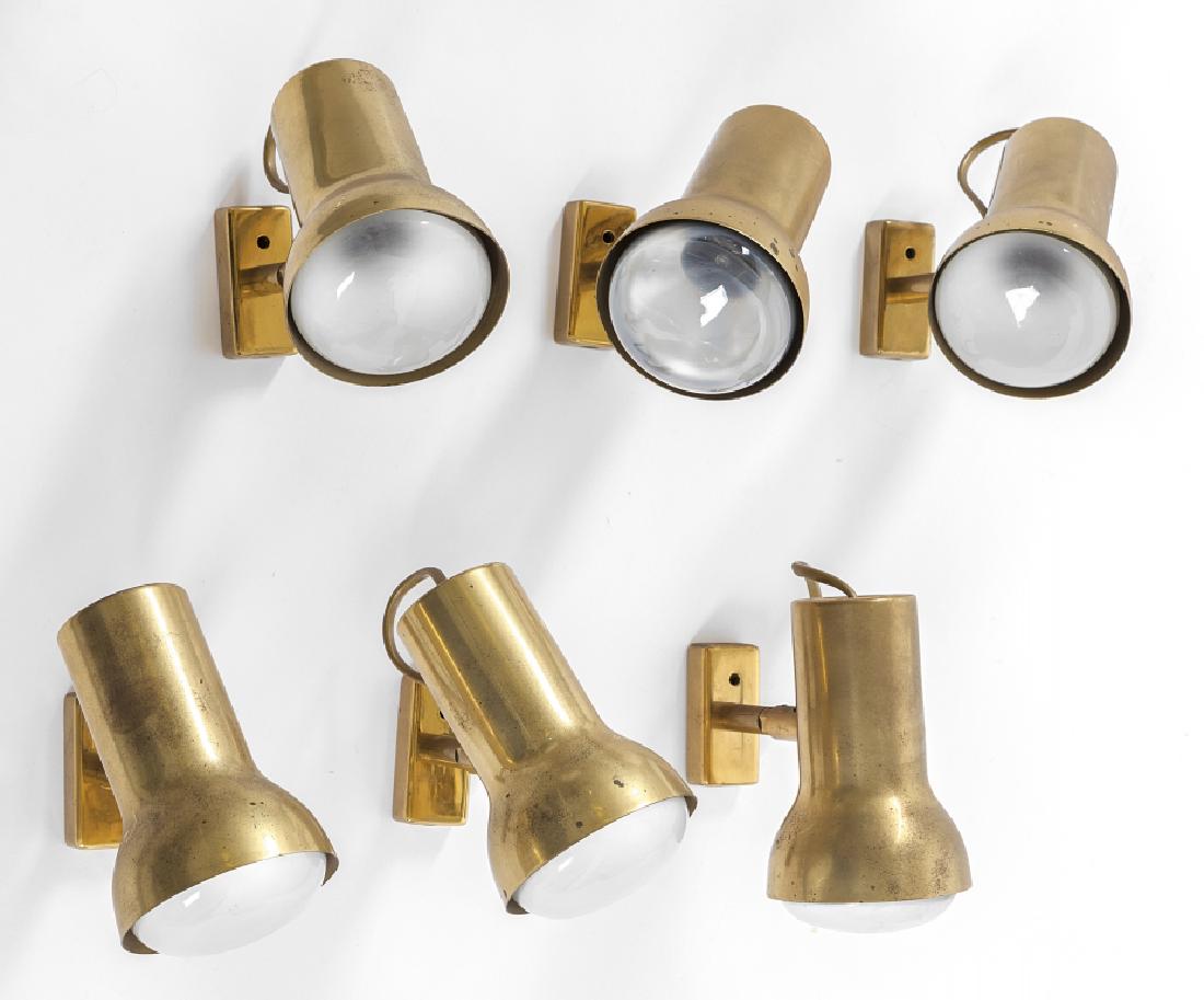 SEI LAMPADE DA PARETE, anni '60.  Ottone. (1 of 1)