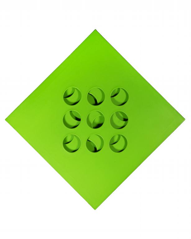 PAOLO SCHEGGI (1940-1971) Intersuperficie: PAOLO SCHEGGI (1940-1971) Intersuperficie curva 1966 acrilico verde su tre tele sovrapposte cm 80x80x5,5 firmato sul retro provenienza: Collezione privata, Milano Intersuperficie curva 1966 green acry