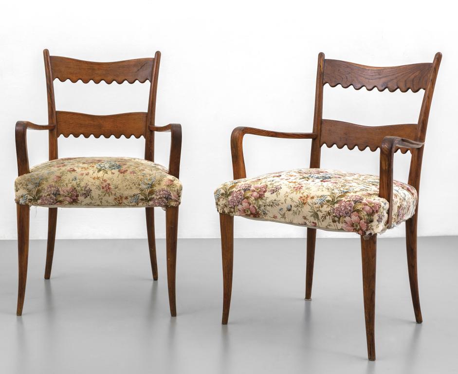 DUE POLTRONCINE, anni '50.  Legno di rovere, (1 of 1)