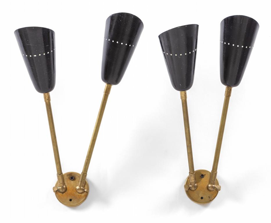 DUE LAMPADE DA PARETE, anni '50.  Ottone, (1 of 1)