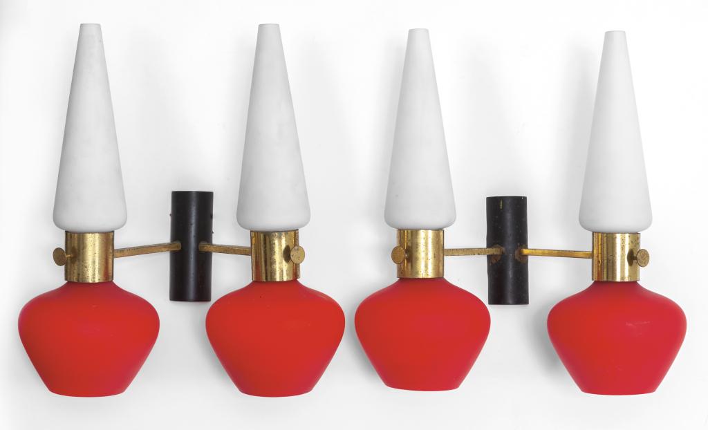 DUE LAMPADE DA PARETE, anni '60.  Ottone, (1 of 1)