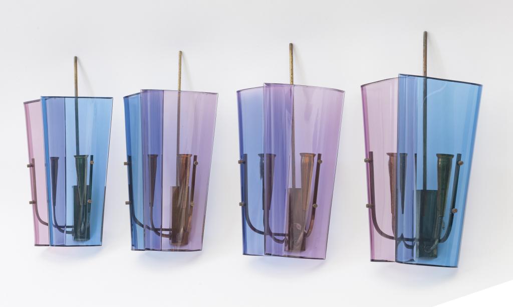 QUATTRO LAMPADE DA PARETE, anni '60.  Ottone, (1 of 2)