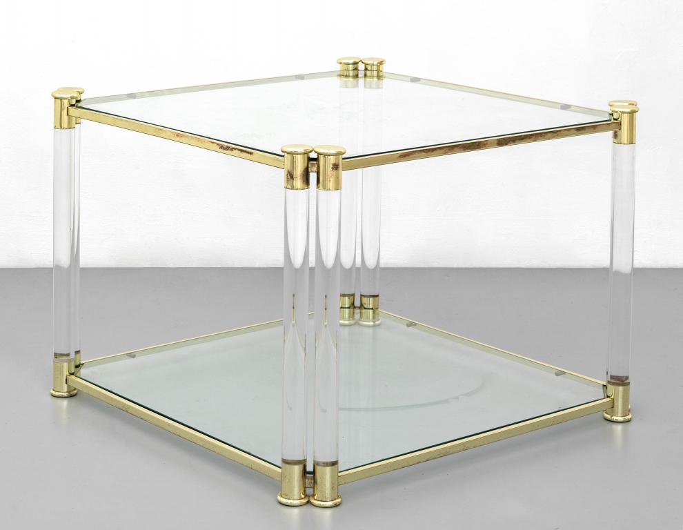 UN TAVOLINO, anni '70.  Acciaio ottonato, (1 of 1)