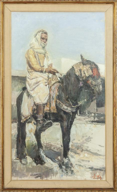 "Arabo a cavallo" olio, fine sec.XIX, f.to in b. (1 of 1)
