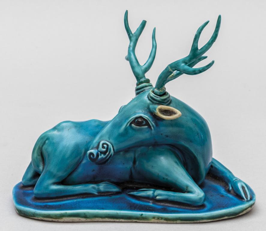 Cervo in porcellana turchese, Cina sec.XIX cm. (1 of 1)