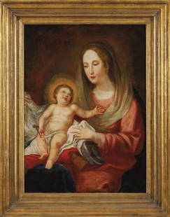"Madonna con Bambino" olio, sec.XVIII cm.: "Madonna con Bambino" olio, sec.XVIII cm. 70x100