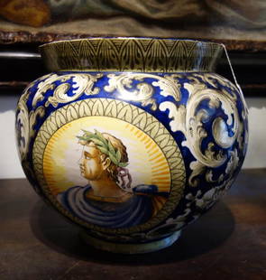 Cachepot in ceramica, inizi sec.XX: Cachepot in ceramica, inizi sec.XX diam.cm.45xh.40