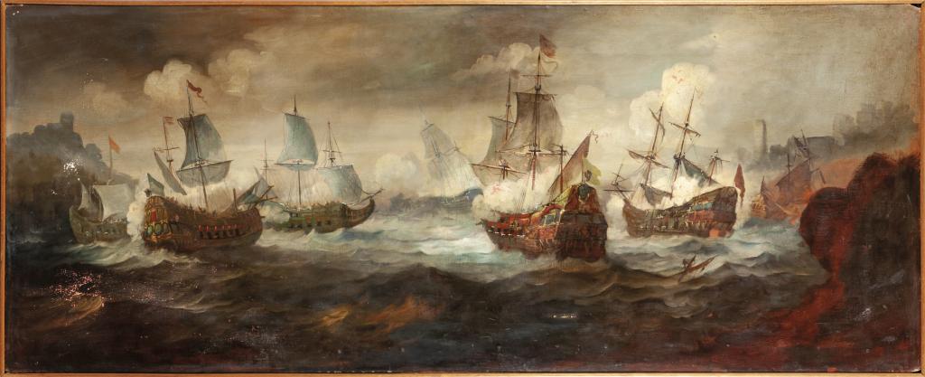 "Scontro tra galeoni" olio su tela, inizi (1 of 1)