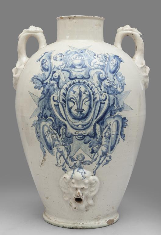 Grande orcio con manici in ceramica bianca e blu (1 of 1)