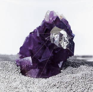 LORIS CECCHINI (1969-) Radiances (Sound: LORIS CECCHINI (1969-) Radiances (Sound pressure around chinese violet fluorite) 2011 stampa su carta di cotone su forex su lamiera zincata, modello in materiali vari, scatola in vivak cm 114x114x25 a