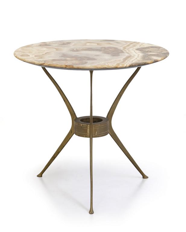 UN TAVOLINO, anni '50.  Ottone, onice. (1 of 1)