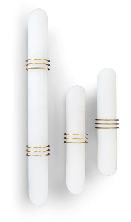 TRE LAMPADE DA PARETE, anni '60.  Ottone, (1 of 1)