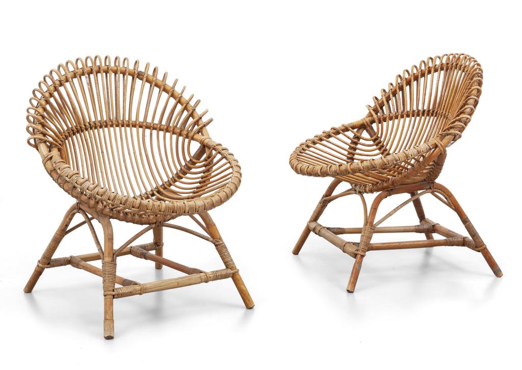 DUE POLTRONCINE, ANNI '60.  Malacca, giunco e (1 of 1)