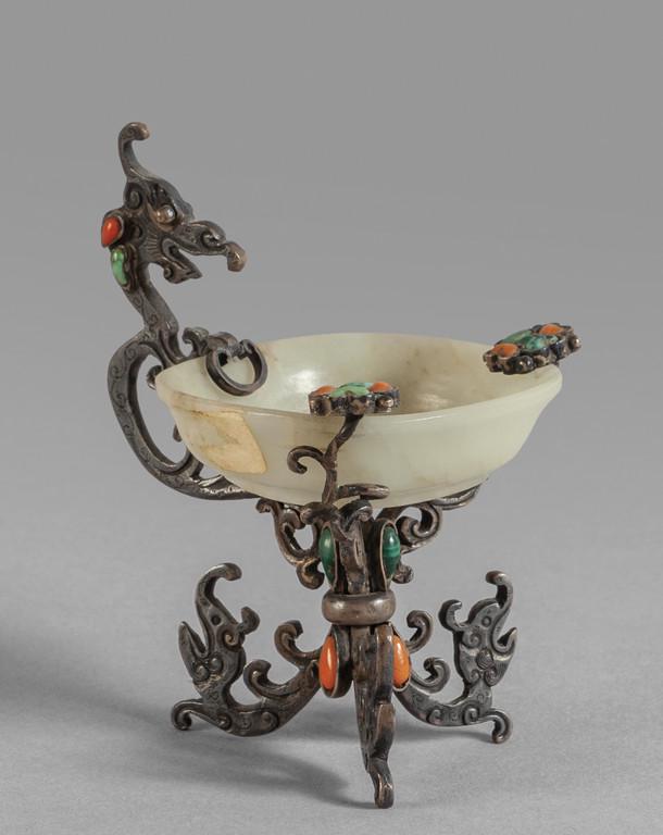 Ciotolina in giada Celadon montata in argento e (1 of 1)