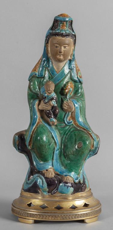 Juanin in gres policromo montata in bronzo, Cina (1 of 1)