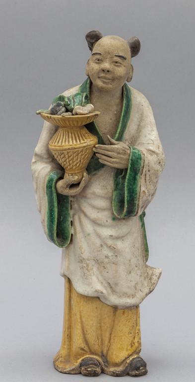 Servitore, scultura in terracotta policroma, Cina (1 of 1)