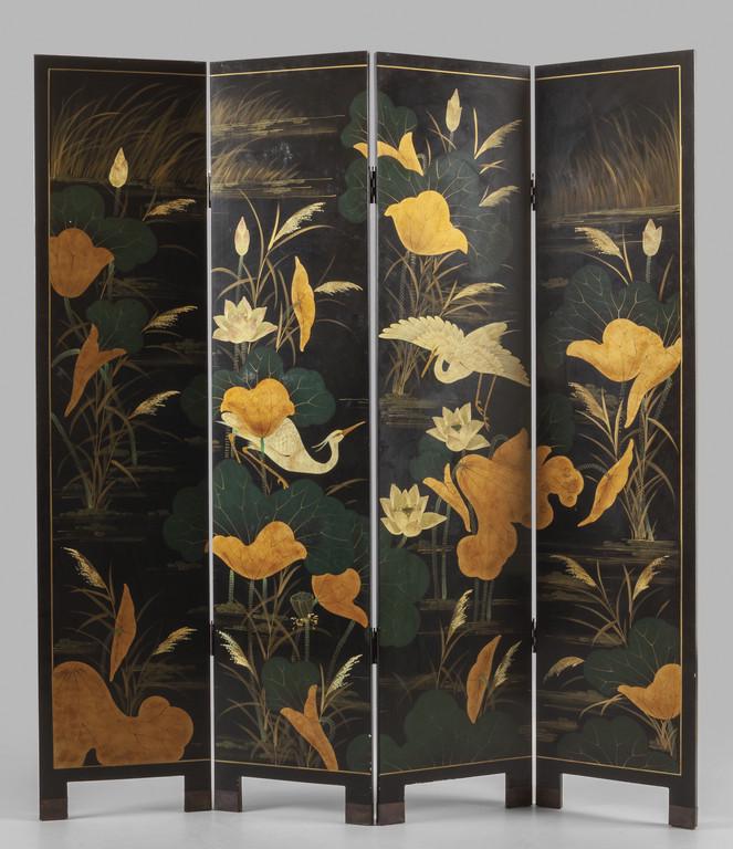 Paravento a quattro ante in legno laccato a (1 of 2)