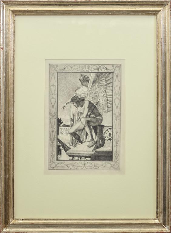 MAX KLINGER (1857-1920) Venere indica Psiche: MAX KLINGER (1857-1920) Venere indica Psiche e Amore, acquaforte 1880 puntasecca cm. 27,9x36,8 Bibliografia:Singer'67, pubblicato in "Incisioni di grandi maestri dal XV al XX secolo l'Arte antica di S