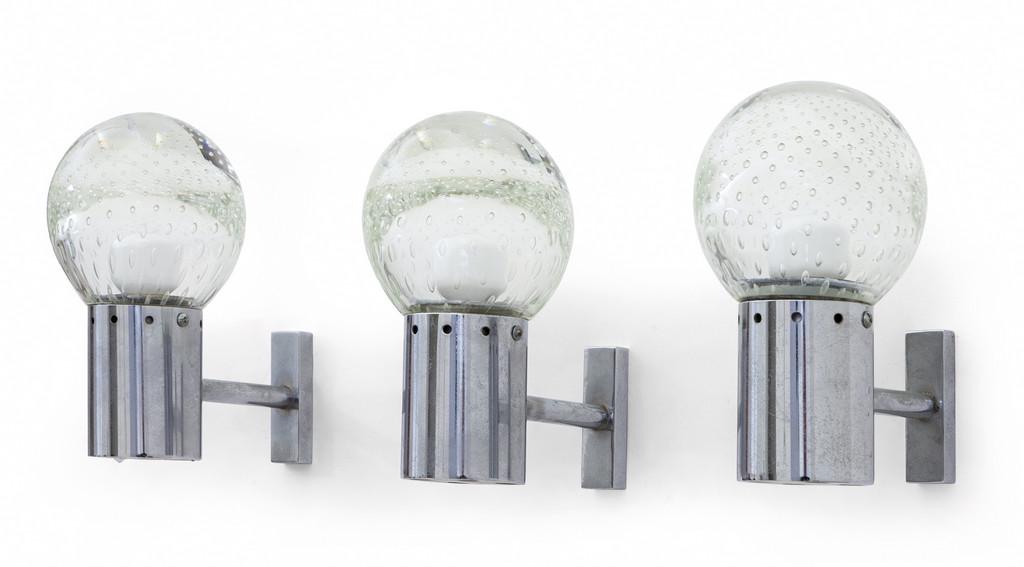 TRE LAMPADE DA PARETE, anni '60.  Ottone (1 of 1)