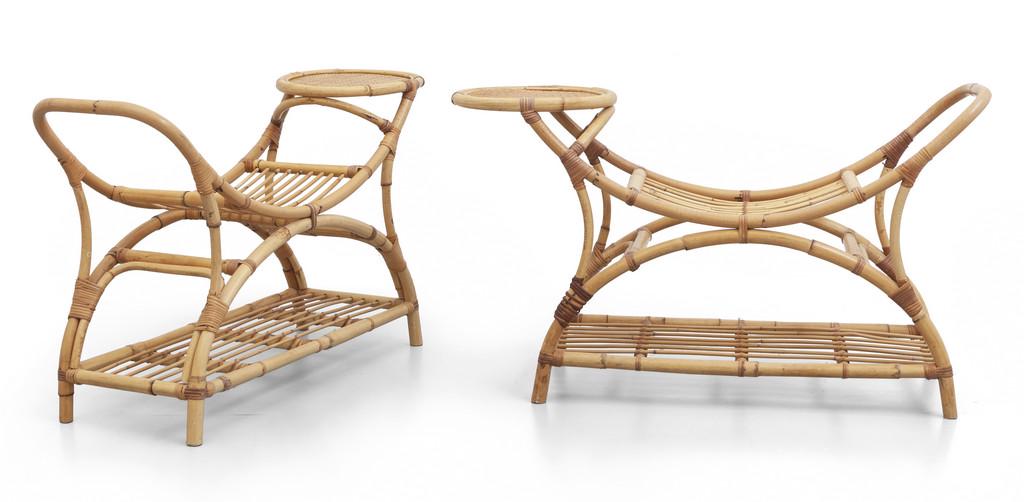 UNA COPPIA DI SGABELLI, anni '60.  Malacca, (1 of 1)