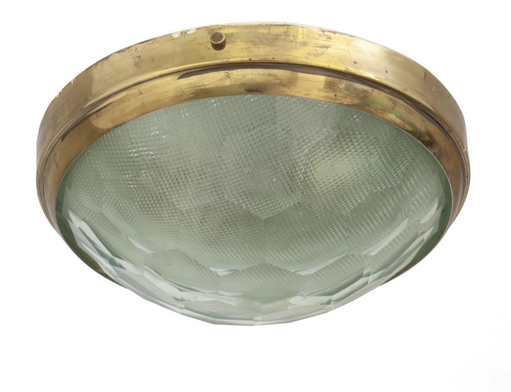 UNA PLAFONIERA, anni '60.  Ottone, cristallo (1 of 1)