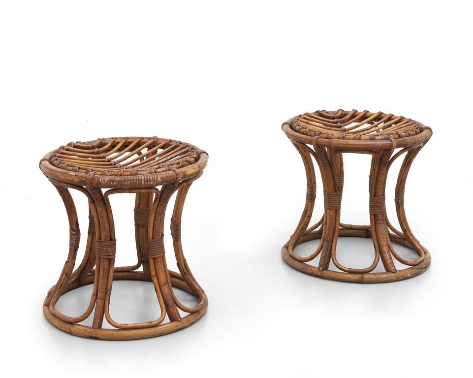 DUE SGABELLI, anni '60.  Malacca, giunco e (1 of 1)