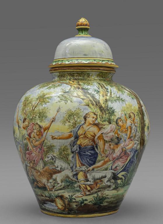 A.Minghetti, vaso con coperchio decorato con (1 of 5)