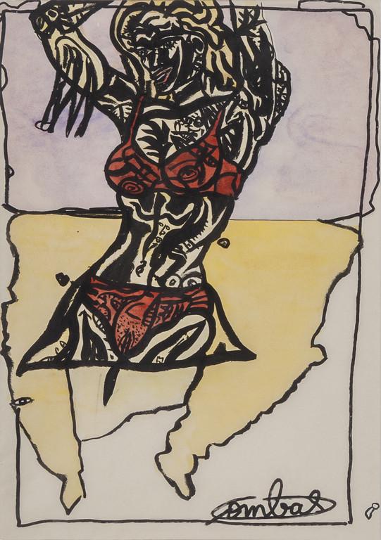 ROBERT COMBAS (1957-) Senza titolo tecnica: ROBERT COMBAS (1957-) Senza titolo tecnica mista su carta cm 42x30 firmato in basso a destra provenienza: Galerie Laurent Strouk, Parigi Untitled mixed media on paper 16,53x11,81 in signed lower right