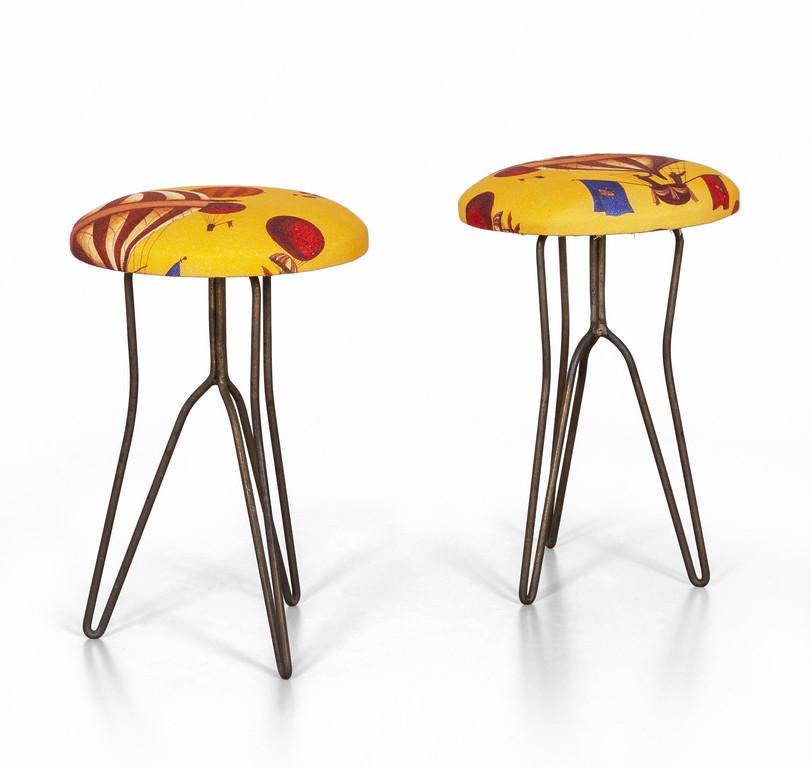 DUE SGABELLI, anni '60.  Ottone tubolare, (1 of 2)