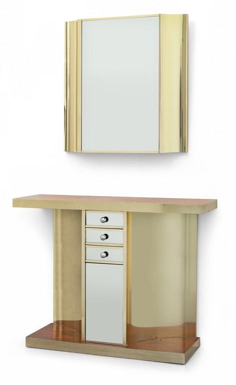 UNA CONSOLE CON SPECCHIERA, anni '80.  Ottone (1 of 2)
