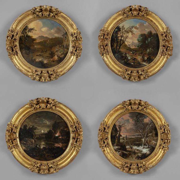 "Paesaggi" quattro olii di forma tonda, cornici (1 of 1)