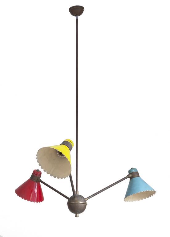 UN LAMPADARIO, anni "50.  Ottone, alluminio (1 of 1)