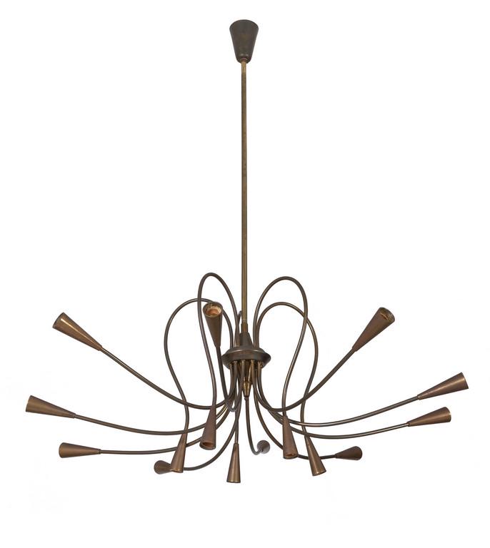 UN LAMPADARIO, anni "50.  Ottone.  Altezza (1 of 1)