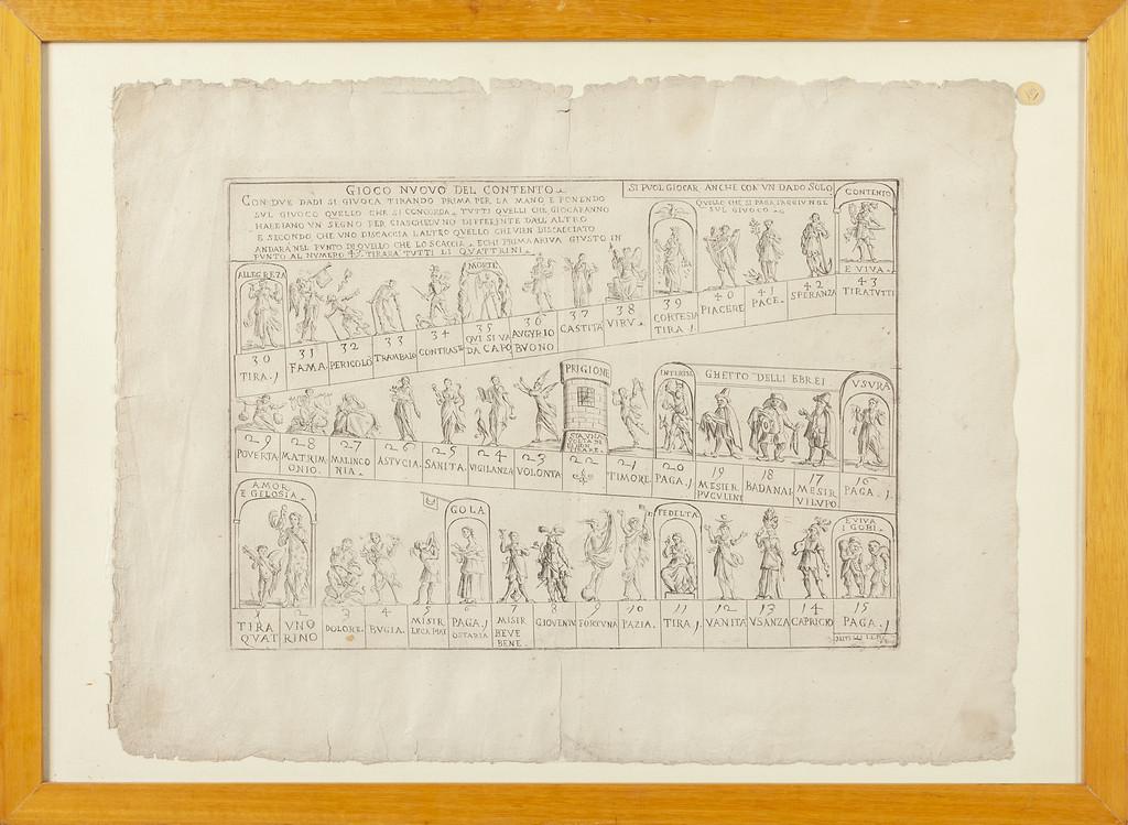 Gioco nuovo del contento, incisore Giuseppe Maria: Gioco nuovo del contento, incisore Giuseppe Maria Mitelli, Bologna 1634-1718 cm. 44x33
