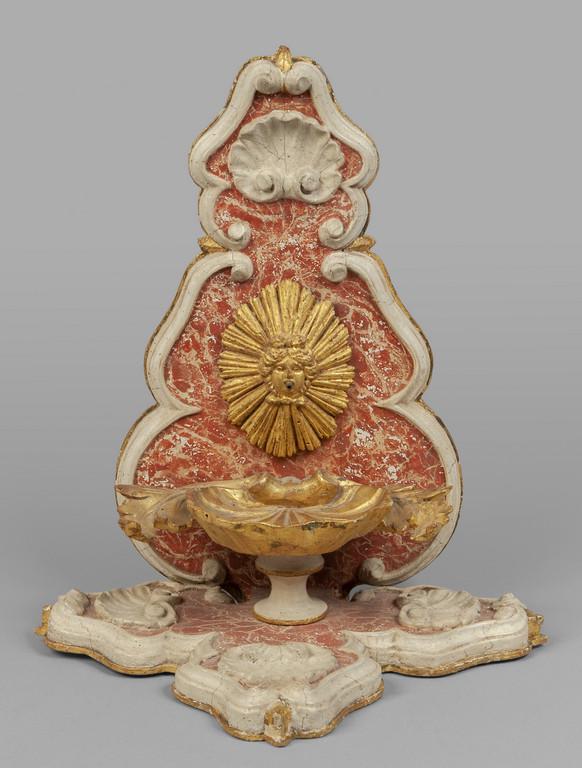 Modello di fontana in legno laccato e dorato, (1 of 1)