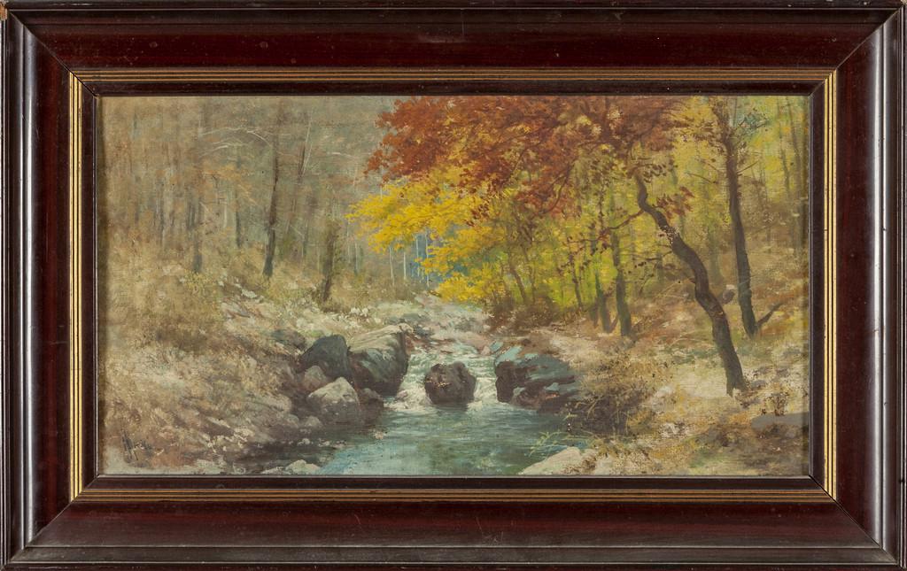 HENRY MARKO' (1855-1921) Torrente nel: HENRY MARKO' (1855-1921) Torrente nel bosco olio cm.54x70 f.to in b. a s.